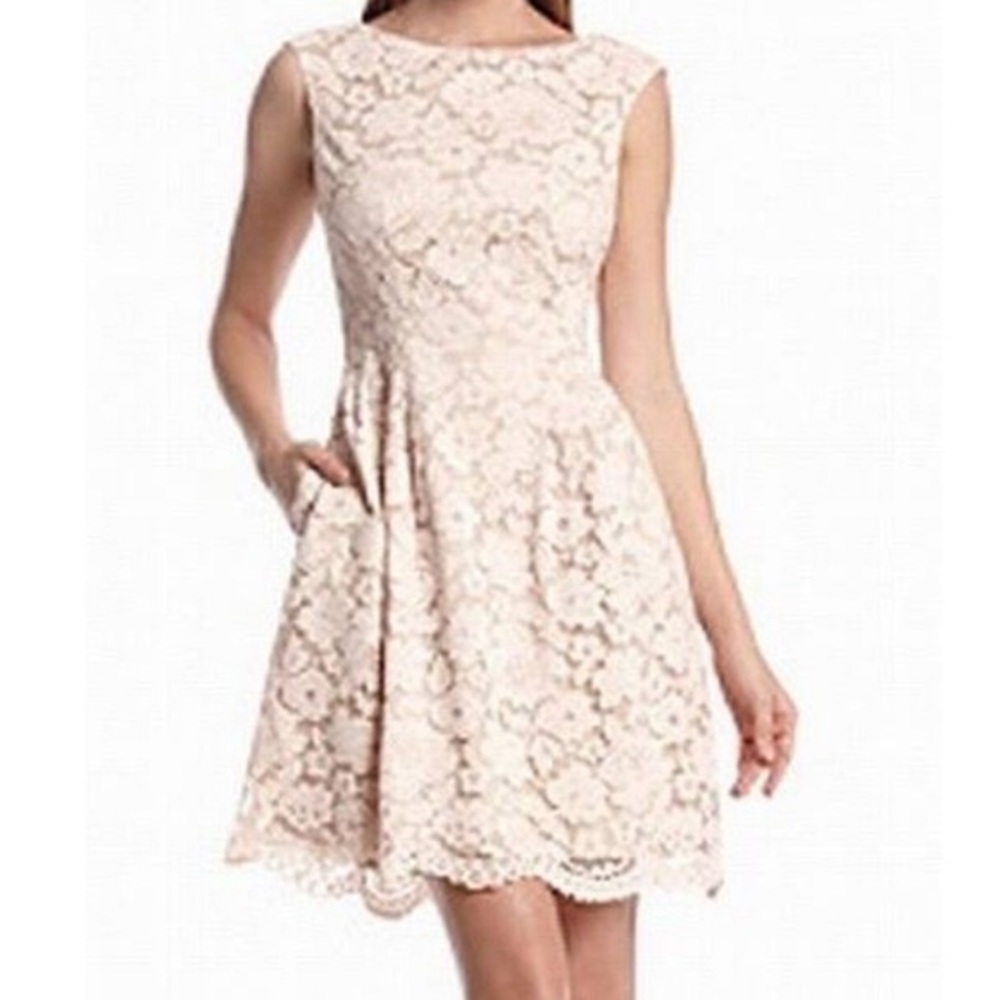 Vince Camuto Sleeveless Boatneck Lace Dress